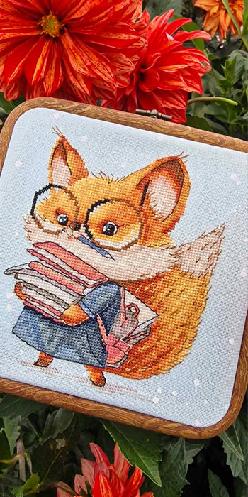 Fox with Books - PDF Cross Stitch Pattern