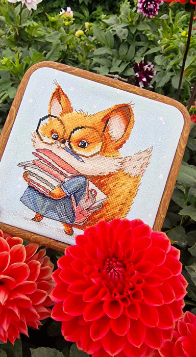 Fox with Books - PDF Cross Stitch Pattern