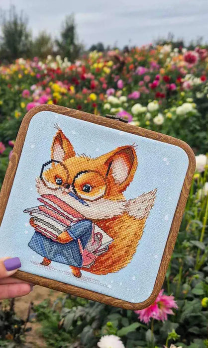 Fox with Books - PDF Cross Stitch Pattern