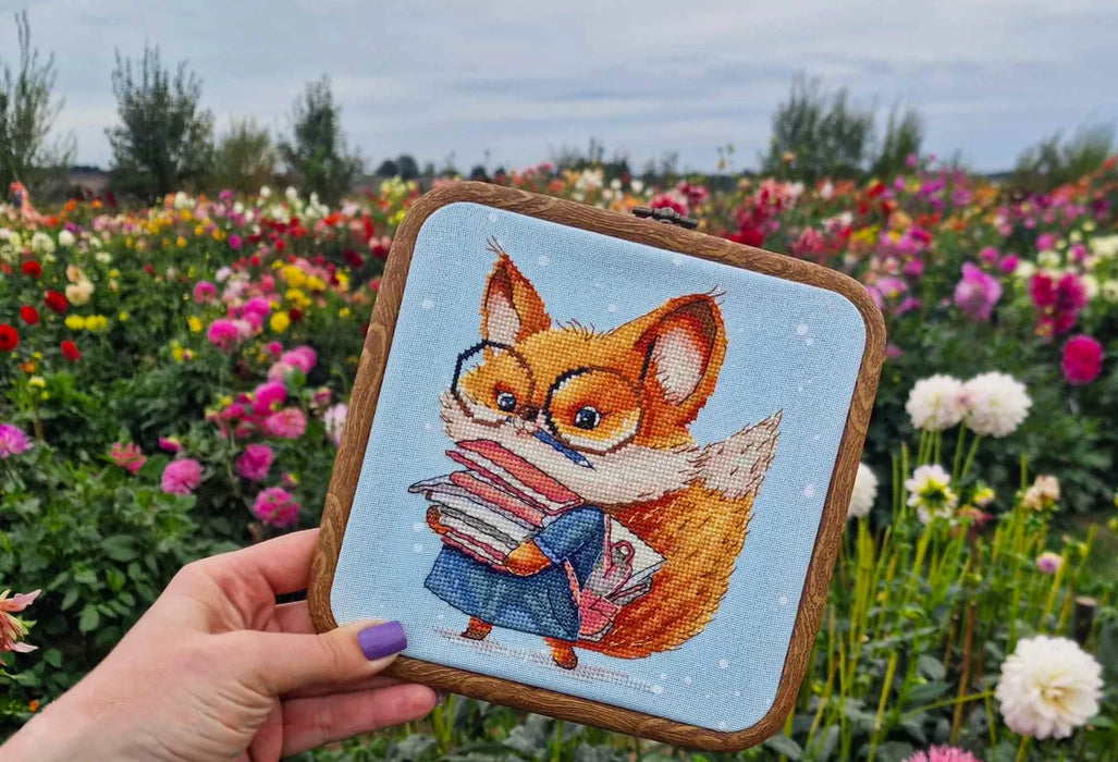 Fox with Books - PDF Cross Stitch Pattern