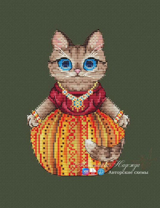 Set Boho kitty - PDF Cross Stitch Pattern