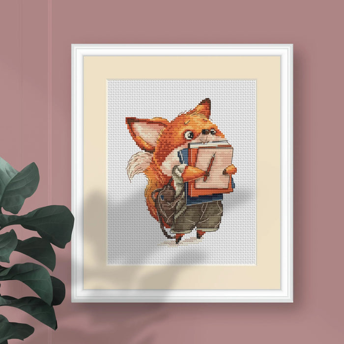 Fox with Notebooks - PDF Cross Stitch Pattern