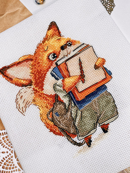 Fox with Notebooks - PDF Cross Stitch Pattern