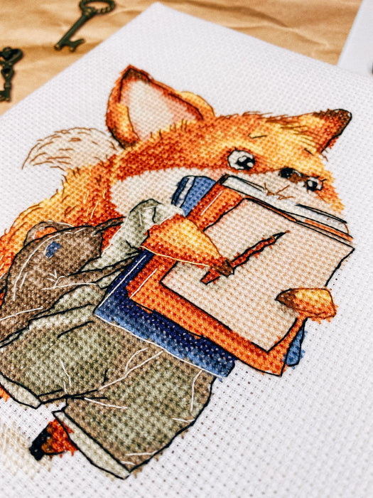 Fox with Notebooks - PDF Cross Stitch Pattern