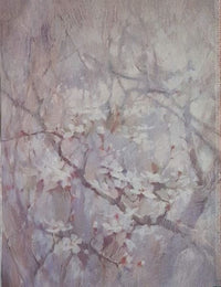 Cherry Blossom Fog Designer Printed AIDA Fabric. Canvas for embroidery with an applied background  KF-1106A