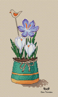 Jar of crocuses - PDF Cross Stitch Pattern