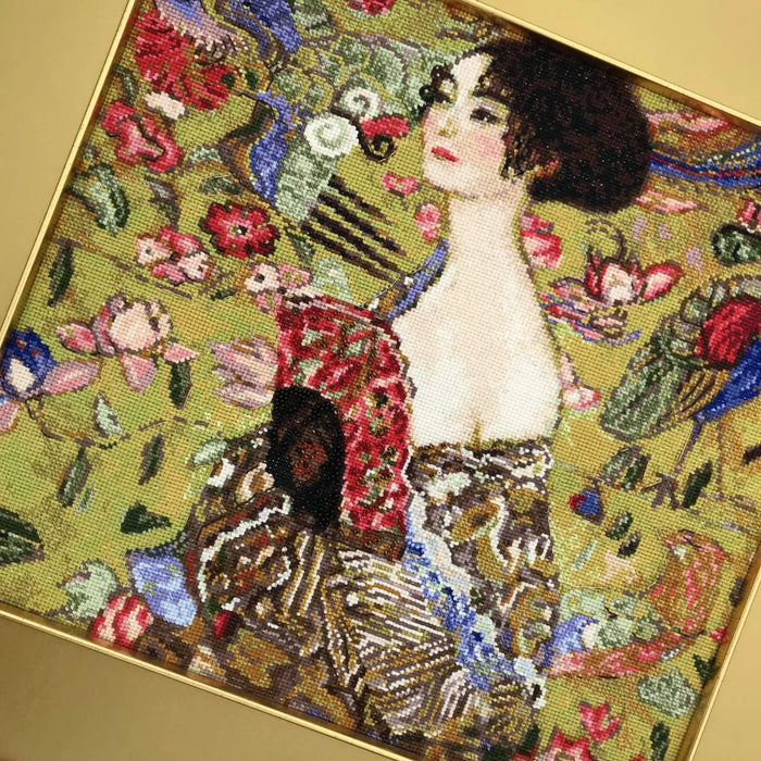 Lady with a Fan after G. Klimt`s Painting  R1226 Counted Cross Stitch Kit