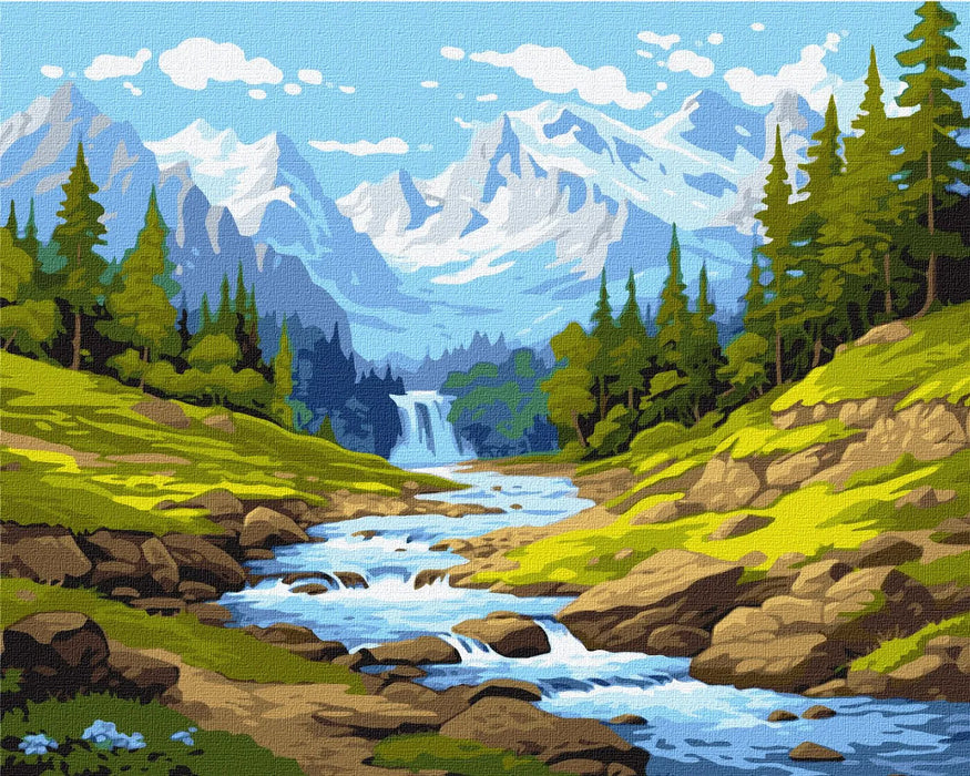 Painting by Numbers kit A Stream in the Mountains KHO2899