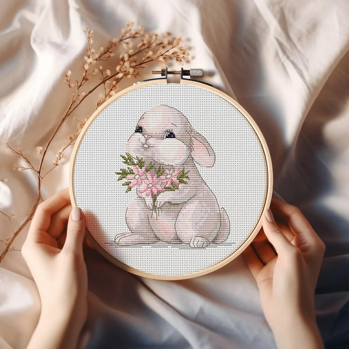 Bunny with Flowers - PDF Cross Stitch Pattern