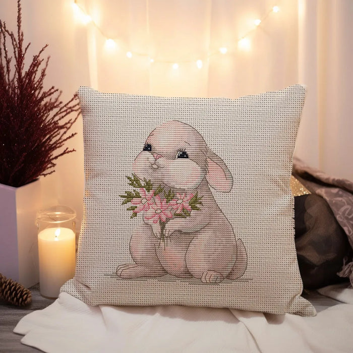 Bunny with Flowers - PDF Cross Stitch Pattern