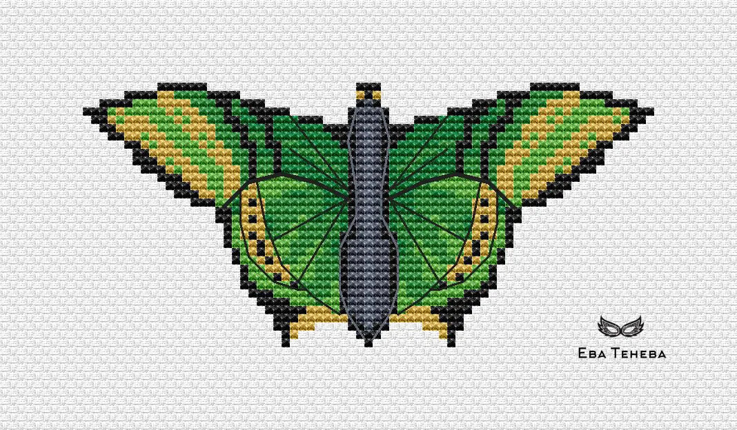 Butterfly. Green - PDF Cross Stitch Pattern