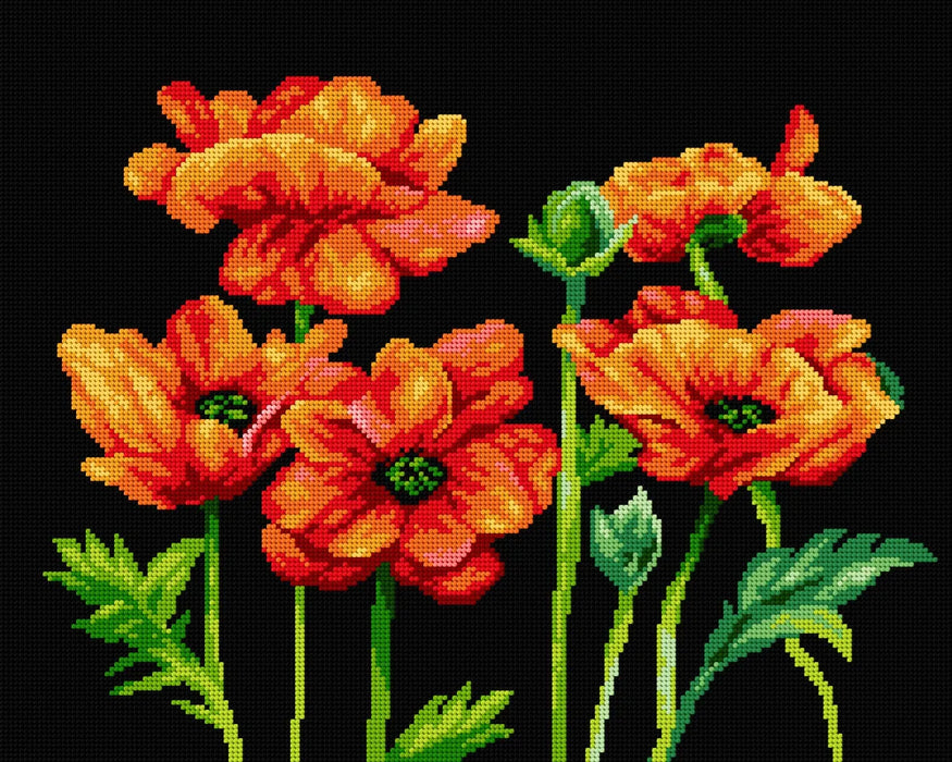 Gobelin canvas for halfstitch without yarn Red Poppies 2952M