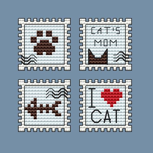 i love cat - PDF Cross Stitch Pattern