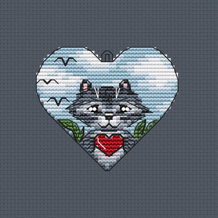 Raccoon in Love - PDF Cross Stitch Pattern