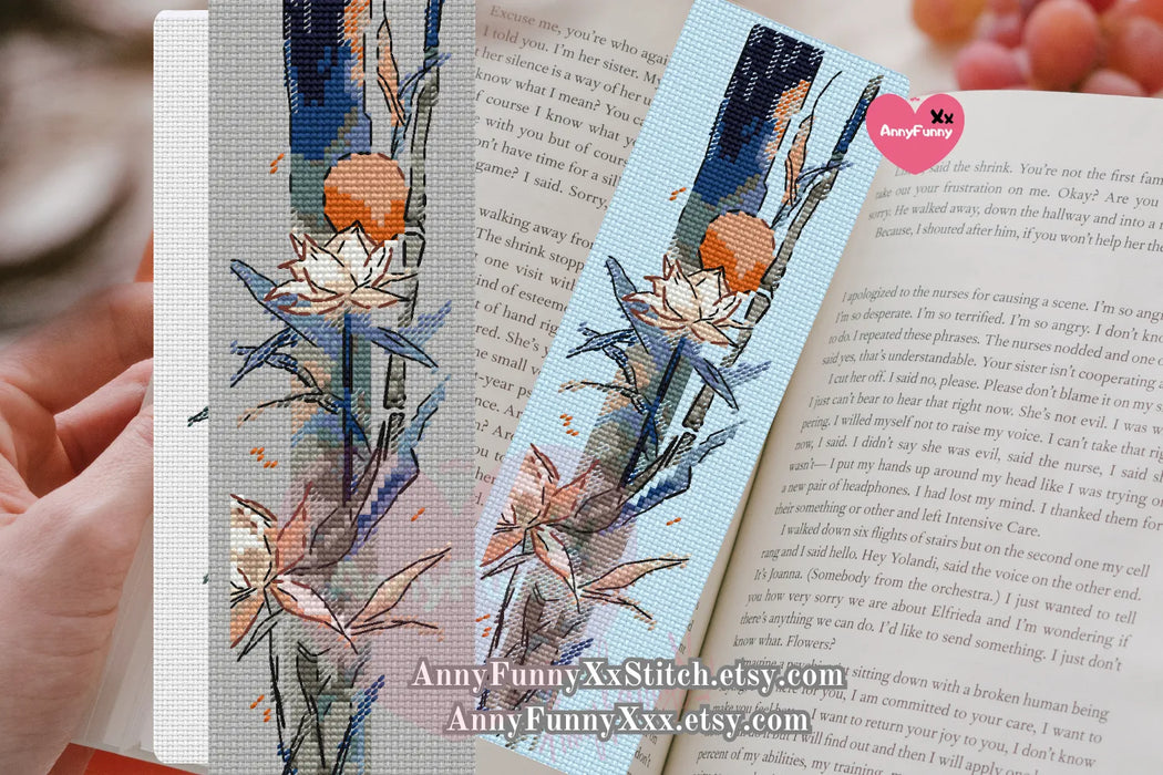 Bookmark. Moon Flower - PDF Cross Stitch Pattern