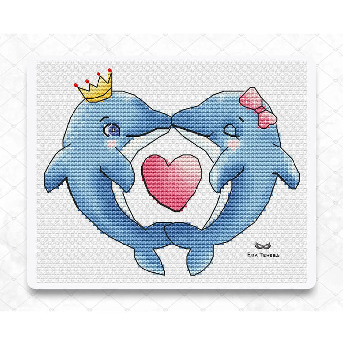 Dolphin couples 2 - PDF Cross Stitch Pattern