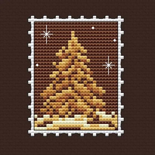 Postage stamp. Ginger tree - PDF Cross Stitch Pattern