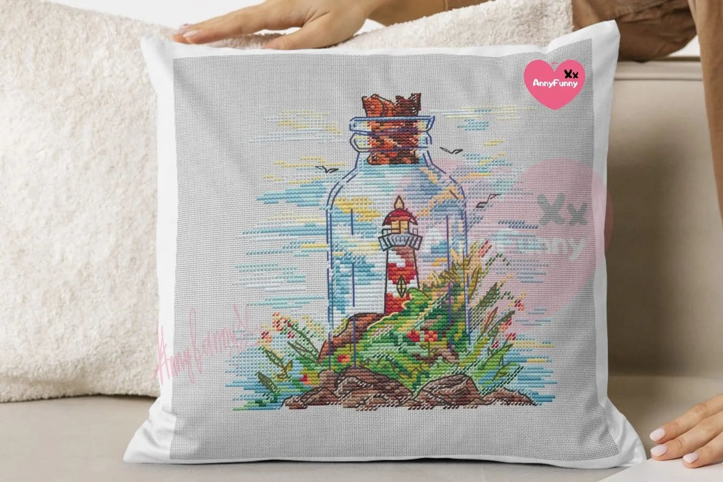 Lighthouse in Bottle - PDF Cross Stitch Pattern