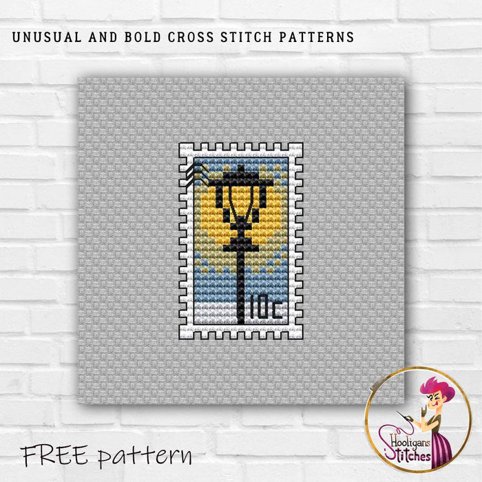 Postage stamp. Lantern - Free PDF Cross Stitch Pattern