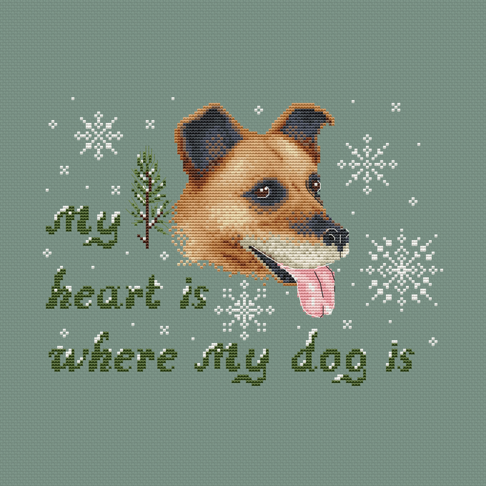 My Heart is Where my Dog is - PDF Cross Stitch Pattern