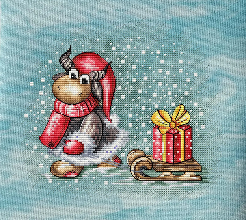 Bull with a Sled - PDF Cross Stitch Pattern