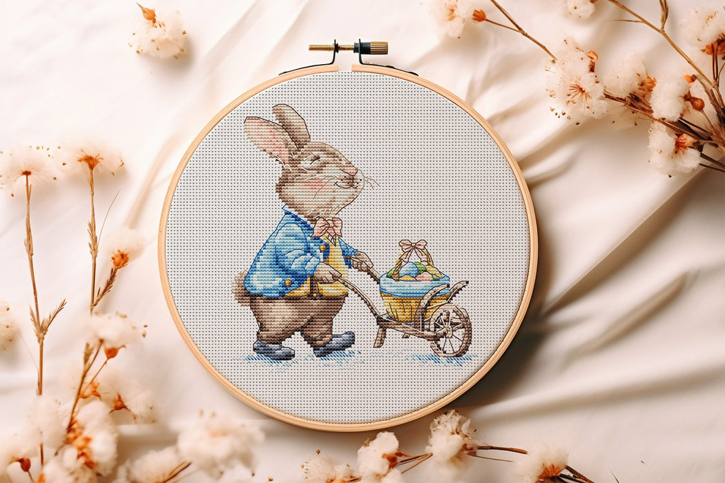 Bunny with Trolly - PDF Cross Stitch Pattern