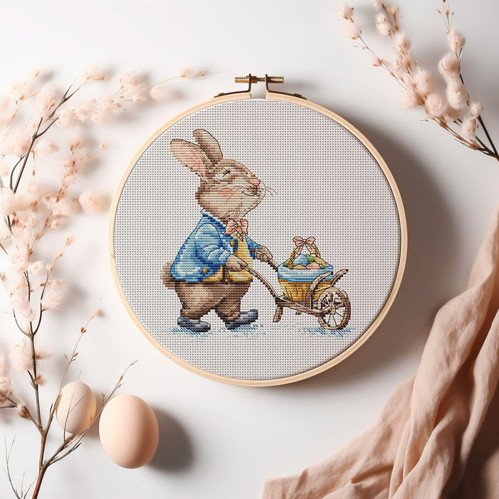 Bunny with Trolly - PDF Cross Stitch Pattern