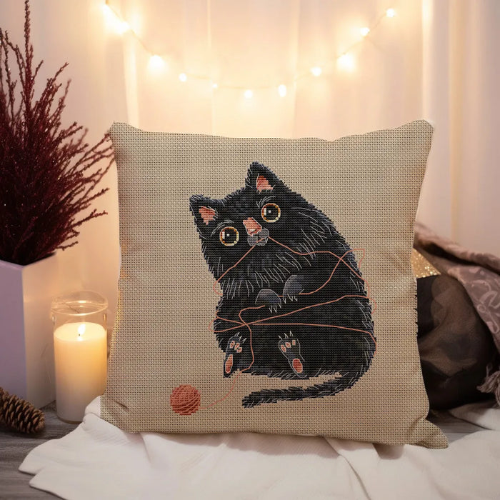 Black Cat with a Clew - PDF Cross Stitch Pattern