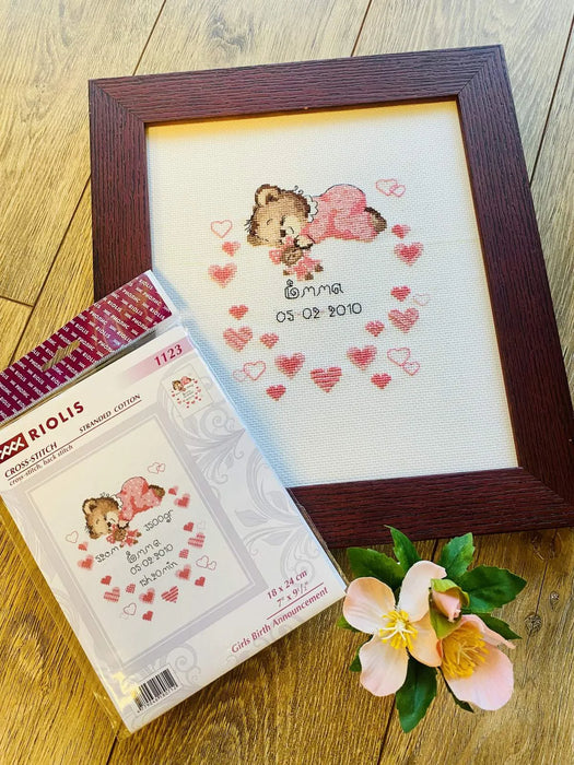 Girls Birth Announcement R1123 Counted Cross Stitch Kit