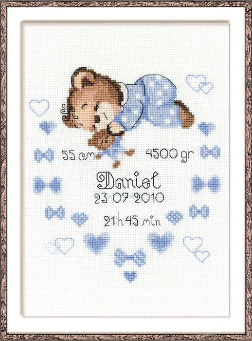 Boys Birth Announcement R1124 Counted Cross Stitch Kit