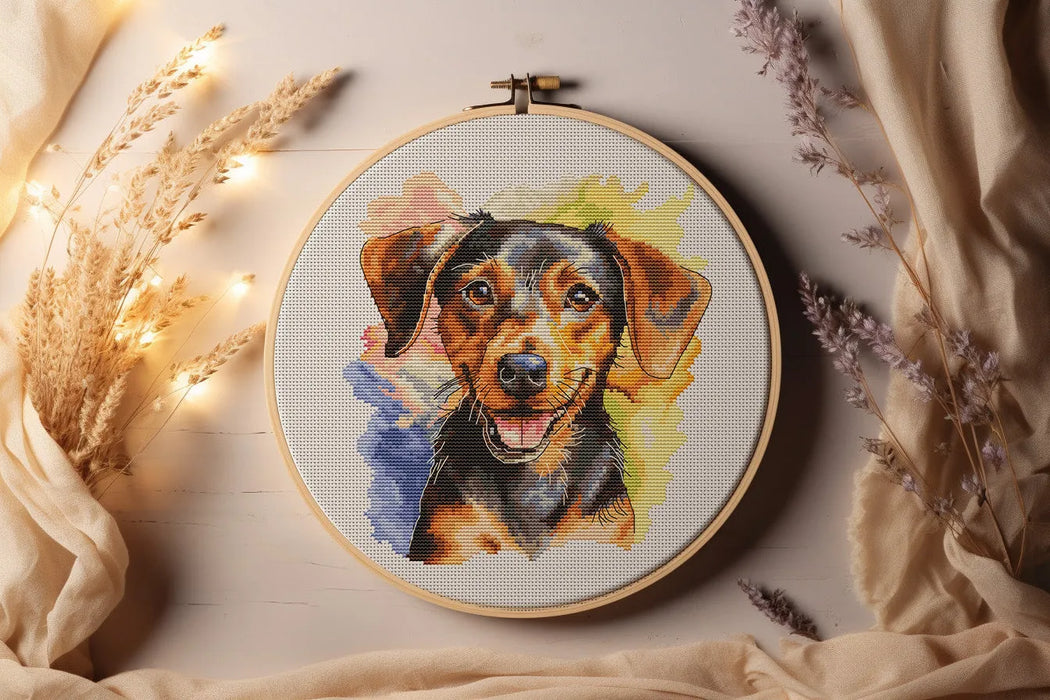 Watercolor Dachshund - PDF Cross Stitch Pattern