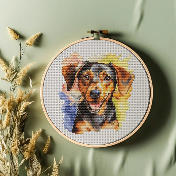 Watercolor Dachshund - PDF Cross Stitch Pattern