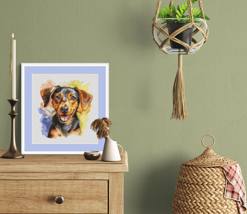 Watercolor Dachshund - PDF Cross Stitch Pattern