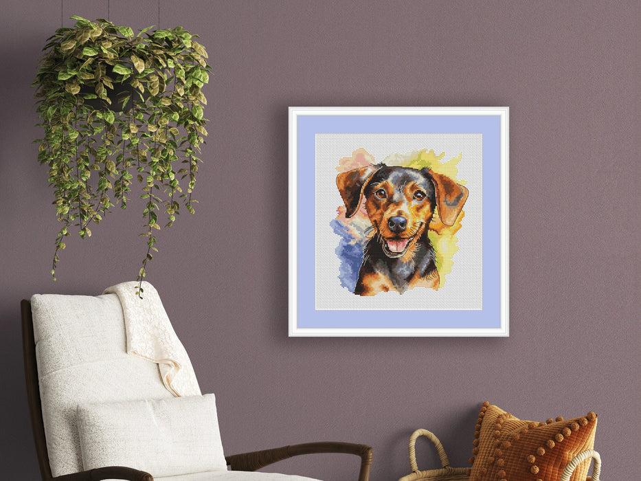 Watercolor Dachshund - PDF Cross Stitch Pattern