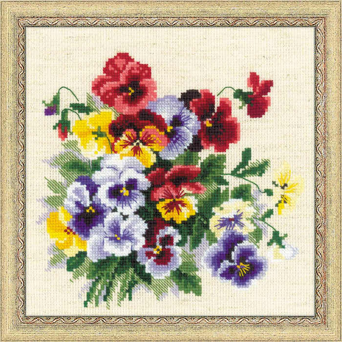 Pansy Medley  R1516 Counted Cross Stitch Kit