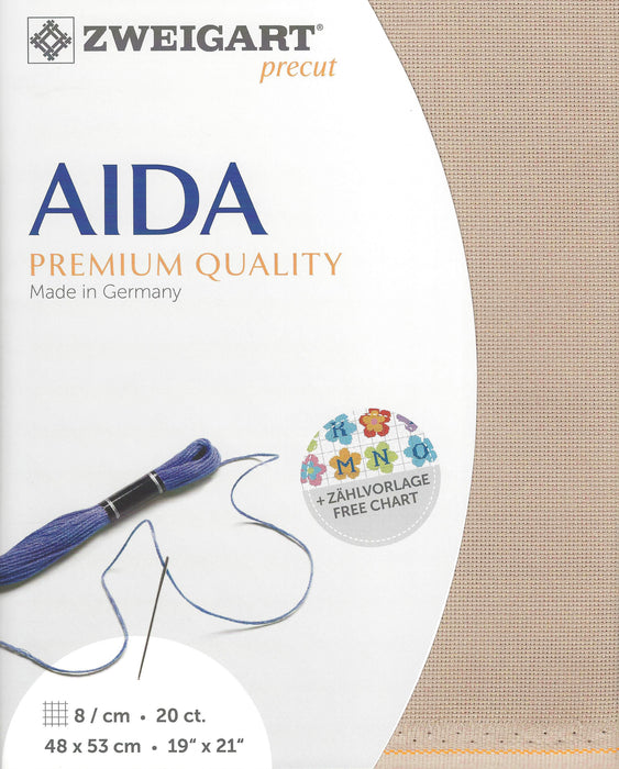 Zweigart Precut Aida extra fine 20 count Nougat 3326/3021