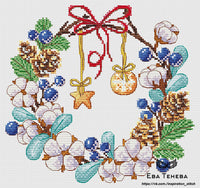 Wreath with Cotton - PDF Cross Stitch Pattern