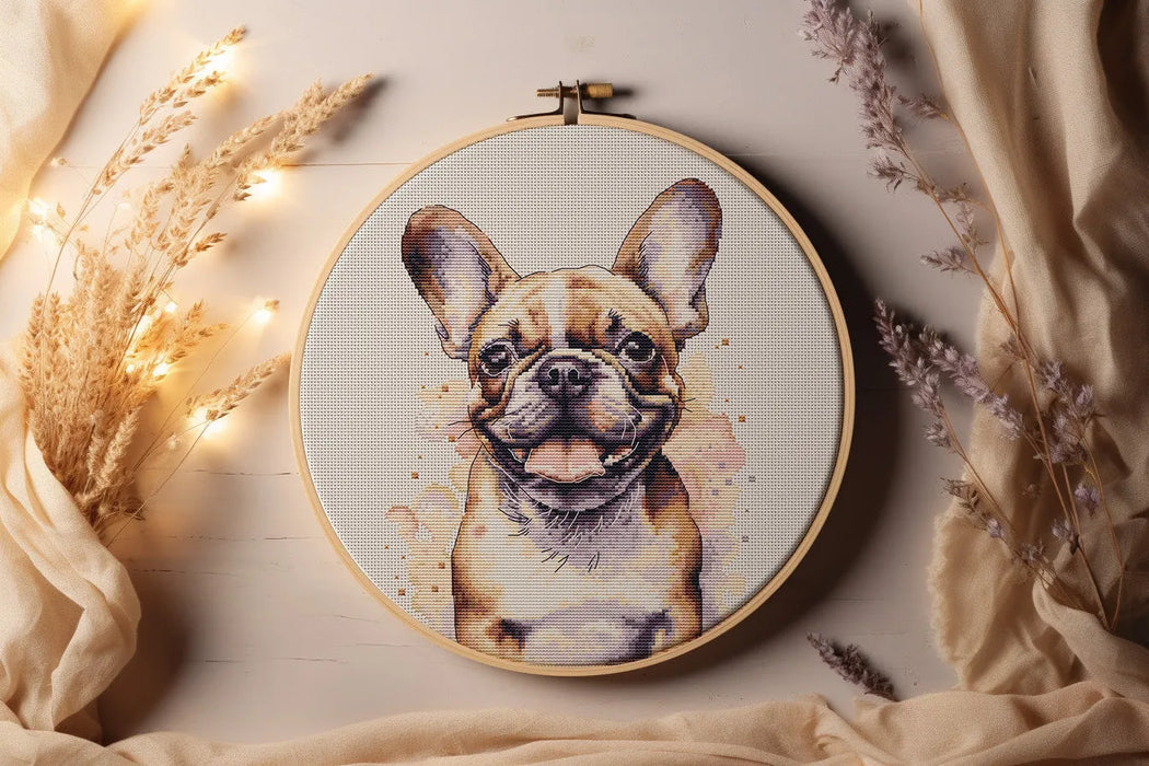 Watercolor Bulldog - PDF Cross Stitch Pattern