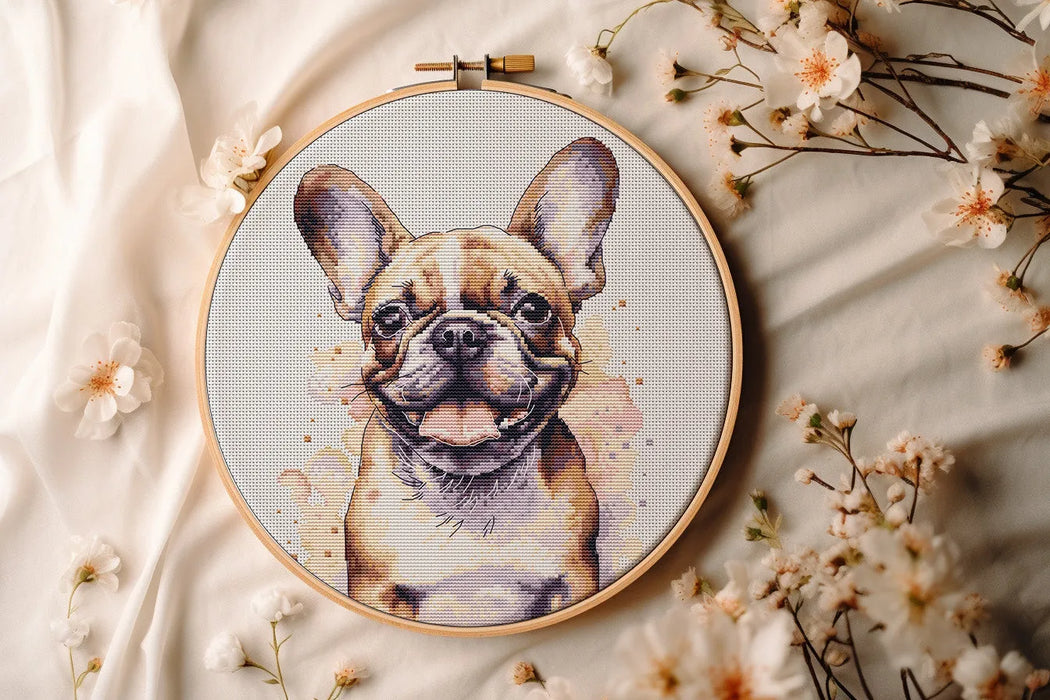 Watercolor Bulldog - PDF Cross Stitch Pattern