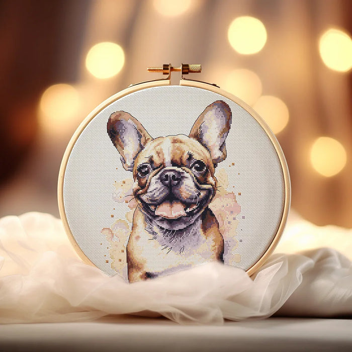 Watercolor Bulldog - PDF Cross Stitch Pattern