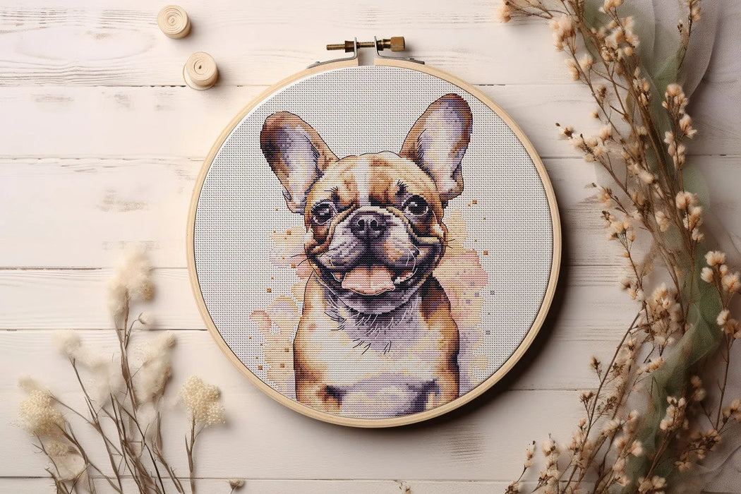 Watercolor Bulldog - PDF Cross Stitch Pattern