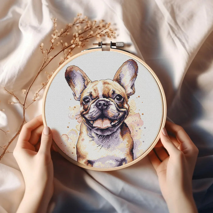 Watercolor Bulldog - PDF Cross Stitch Pattern