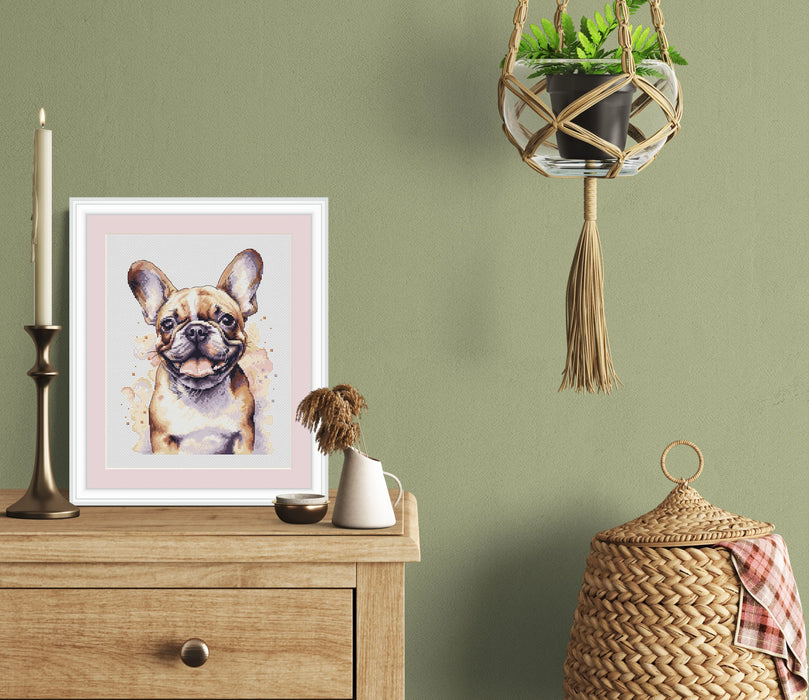 Watercolor Bulldog - PDF Cross Stitch Pattern