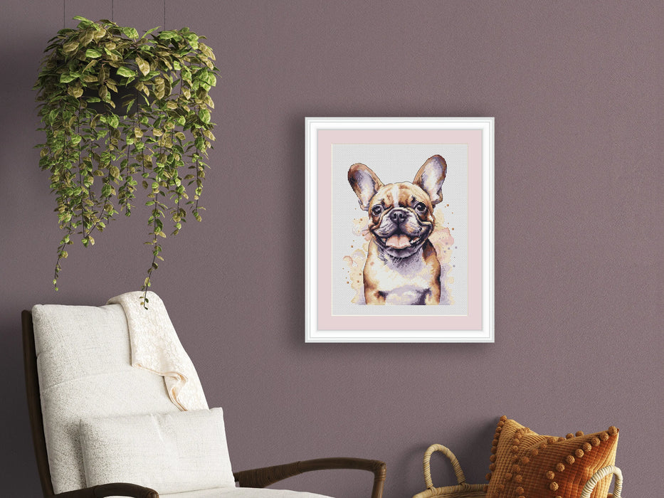 Watercolor Bulldog - PDF Cross Stitch Pattern