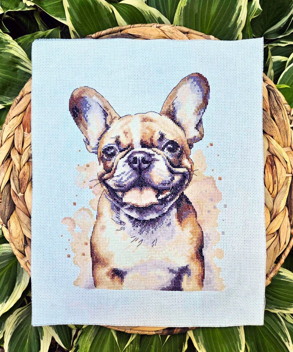 Watercolor Bulldog - PDF Cross Stitch Pattern