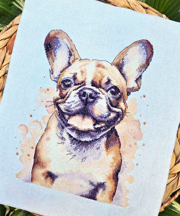 Watercolor Bulldog - PDF Cross Stitch Pattern