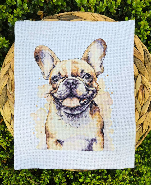 Watercolor Bulldog - PDF Cross Stitch Pattern