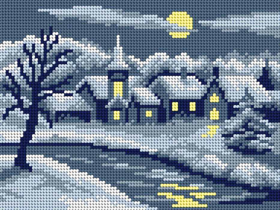 Gobelin canvas for halfstitch without yarn Winter Landscape with a River 3508F