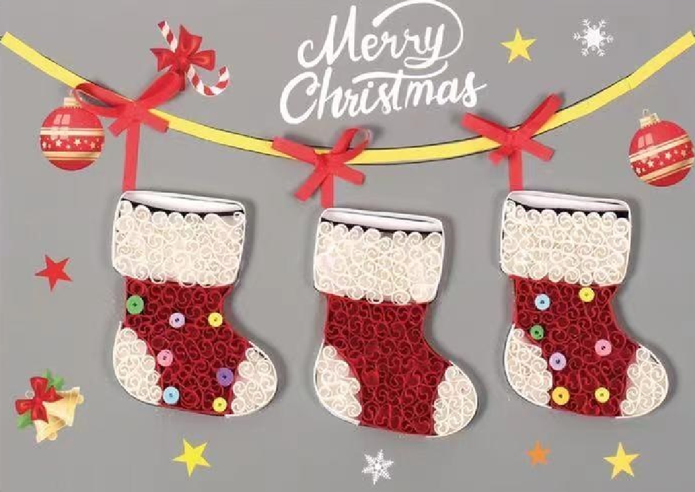 Christmas Stockings DIY Making Kit. Paper Quilling Set F07M3-6-Stocking