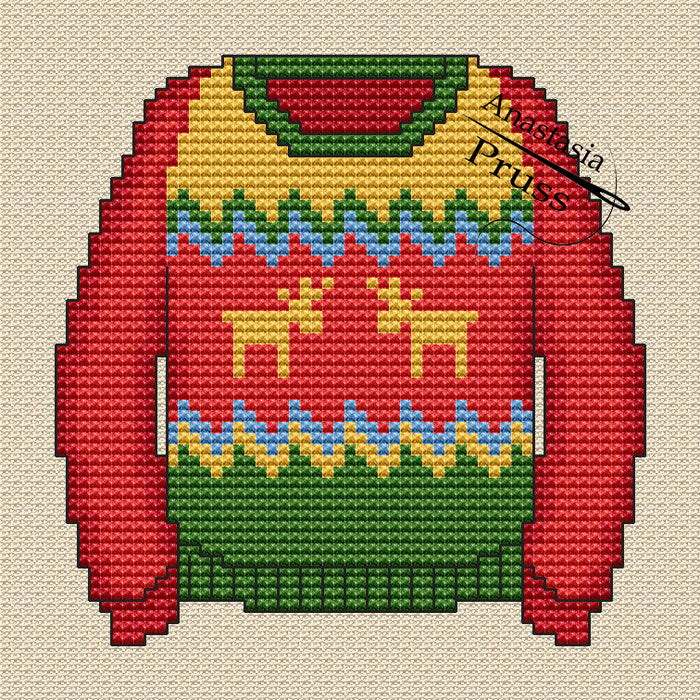 Red sweater - PDF Cross Stitch Pattern